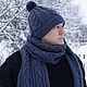 Order Men's hat and knitted scarf with braids. Knitwear shop Fairy Tale by Irina. Livemaster. . Caps Фото №3