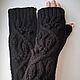 Fingerless gloves long knitted vine, black W1. Mitts. HOBBIMANIYA. My Livemaster. Фото №4
