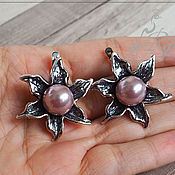 Украшения handmade. Livemaster - original item Earrings Jasmine pearls, silver plated 12 microns. Handmade.