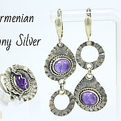 Украшения handmade. Livemaster - original item Petrarch ring and earrings with amethyst in 925 DP0015 silver. Handmade.