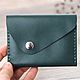 Green leather wallet, for banknotes, cards and coins, Wallets, Krasnodar,  Фото №1
