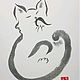 Сюмикошка N5 без рамки. Картины. 'Кот и Фугу' 猫とフグ. Ярмарка Мастеров.  Фото №7