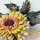 Large brooch made of leather Decoration leather Yellow gerbera Flowers leather. Brooches. JewelrLy. Online shopping on My Livemaster.  Фото №2