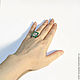 Ring `Square` with malachite (size 17) ARIEL - Alena - MOSAIC Moscow Ring with malachite Ring with mother of pearl Ring square Ring - Mosaic from natural stones
