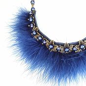 Украшения handmade. Livemaster - original item Blue Swan necklace Natural pearls leather and feathers. Handmade.