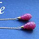 Серебряные серьги-продевки с резным рубином ,,RED GRAPES,,. Серьги-продевки. Tati Style. Ярмарка Мастеров.  Фото №5