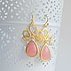 Earrings with pink chalcedony. The leaves of orchids. Earrings. Ginger Squirrel. Online shopping on My Livemaster.  Фото №2