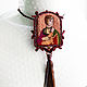 Brooch pendant embroidered with threads Lady with ermine, Brooches, Ekaterinburg,  Фото №1