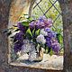 Lilac in window. Two thousand eighteen. Oil painting, Pictures, Moscow,  Фото №1