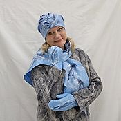 Аксессуары handmade. Livemaster - original item Headwear sets: hat scarf and mittens Blue Frost. Handmade.