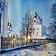Акварель Вечереет. Воскресенский собор в Шуе. Картины. Маришкины картинки. Ярмарка Мастеров.  Фото №4