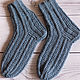 Носки вязаные мужские серо-голубые Steel. Носки. Knit. Sock. Love. Интернет-магазин Ярмарка Мастеров.  Фото №2