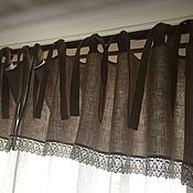 Для дома и интерьера handmade. Livemaster - original item Natural style linen tulle with ties. Handmade.