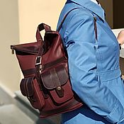 Сумки и аксессуары handmade. Livemaster - original item Backpacks: Women`s Burgundy Leather Backpack May Mod. R. 32-182. Handmade.
