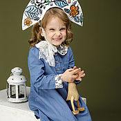 Одежда детская handmade. Livemaster - original item Blue hemp girl dress with long sleeves. Handmade.