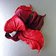 Large leather flower brooch red cherry Bordeaux. Brooches. De-Si-Re. My Livemaster. Фото №5