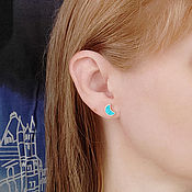Украшения handmade. Livemaster - original item Post earrings with turquoise. Small handmade earrings. Handmade.