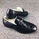 Men's loafers with fur, genuine crocodile leather, in black!. Loafers. SHOES&BAGS. My Livemaster. Фото №6