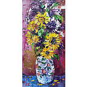 Картины и панно handmade. Livemaster - original item Oil painting sunflowers 