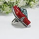 Ring turquoise coral silver 925 ALS0053. Rings. Sunny Silver. My Livemaster. Фото №5