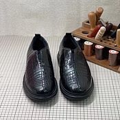 Обувь ручной работы handmade. Livemaster - original item Crocodile leather winter boots, with fur, black color, custom made!. Handmade.