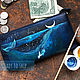Hand painted natural leather purse with sea creatures. Whale, Moon, Wallets, Trakai,  Фото №1