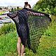 Down shawl, knitted openwork shawl, black down shawl, Shawls, Izhevsk,  Фото №1
