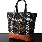 Сумки и аксессуары handmade. Livemaster - original item Weekend Mood, Tweed bag, cage, leather bag. Handmade.