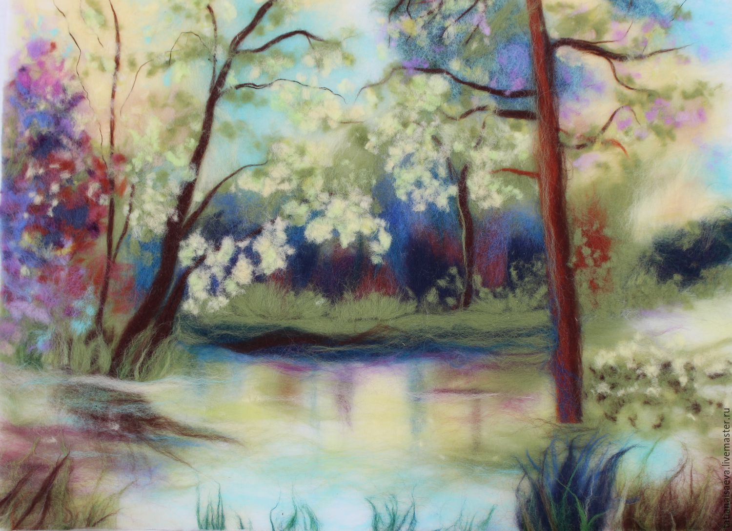 Весенний пейзаж рисунок акварелью