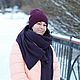 Шапка женская вязаная резинкой Графика сливовая, Шапки, Москва,  Фото №1