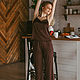 Шелковая женская пижама: набор топ с брюками в Шоколадном цвете, Пижамы, Москва,  Фото №1