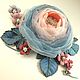 Order Cloud Valley Of The Roses. Brooch with flowers made of fabric and genuine leather. ms. Decorator. Livemaster. . Brooches Фото №3