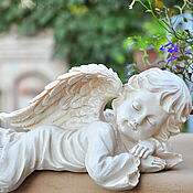 Дача и сад handmade. Livemaster - original item Recumbent angel made of polyresin for garden decor Provence. Handmade.