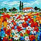 Painting of chamomile poppies 'Blooming Provence' 20 x 20 cm, Pictures, Voronezh,  Фото №1