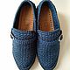 Knitted men's moccasins ( cotton with viscose ) color - marine. Moccasins. Makosh. Online shopping on My Livemaster.  Фото №2