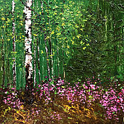Картины и панно handmade. Livemaster - original item Oil painting with a spring forest. Picture of birch trees and forest.. Handmade.