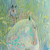 Картины и панно handmade. Livemaster - original item Picture: Horses in the garden. About love.. Handmade.