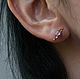 Gold Evil eye stud earrings - Tiny stud earrings - Ruby Evil eye studs, Stud earrings, Almaty,  Фото №1