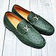 Men's loafers, made of genuine ostrich leather, in dark green color!. Loafers. SHOES&BAGS. My Livemaster. Фото №6