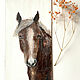 "Длинные ресницы" картина акрилом (лошадь, коричневый), Картины, Корсаков,  Фото №1