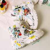 Обувь ручной работы handmade. Livemaster - original item Multicolored sneakers with a print. Custom painting of sneakers. Handmade.