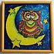 Batik panels `Owl` Bright and positive Doll will be a great decoration for children and not only.
