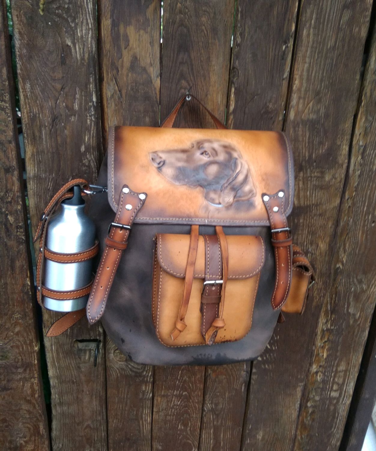 Кожаный рюкзак охотника