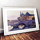 Urban landscape in watercolor Paris Conciergerie (purple beige bridge. Pictures. Pastelena. My Livemaster. Фото №4