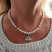 Украшения handmade. Livemaster - original item Choker made of natural pearls short beads with a pendant. Handmade.