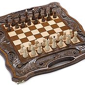 Активный отдых и развлечения handmade. Livemaster - original item Chess Backgammon carved handmade 