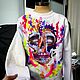 Sweatshirt with hand embroidery and painted skull Bright stones rhinestones footer. Sweatshirts. Karina-bro. Online shopping on My Livemaster.  Фото №2