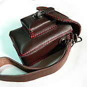 Сумки и аксессуары handmade. Livemaster - original item The LUNCH-4 (red thread) Leather bag on the belt.Manual firmware. Handmade.