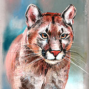 Картины и панно handmade. Livemaster - original item Pictures: Cougar (Cougar, mountain lion). Print from the author`s work.. Handmade.