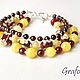 Bracelet stones yellow-Burgundy. Bead bracelet. Grafoli jewellery. Online shopping on My Livemaster.  Фото №2